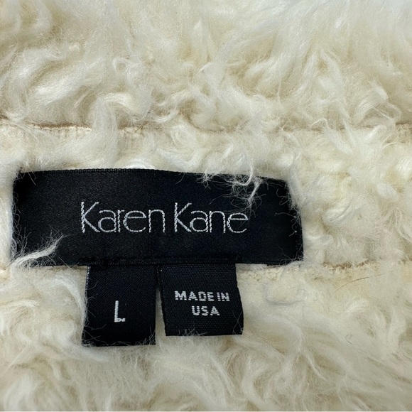 Karen Kane Ivory Open Front Vest Jacket Faux Suede Fur Woman's Large - Picture 4 of 8